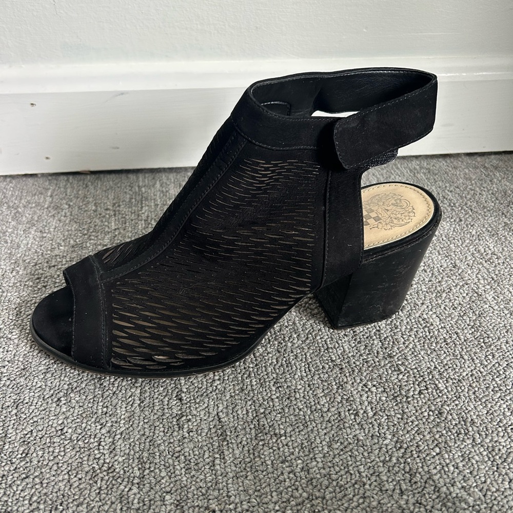 Vince Camuto Black Mesh Heeled Sandals